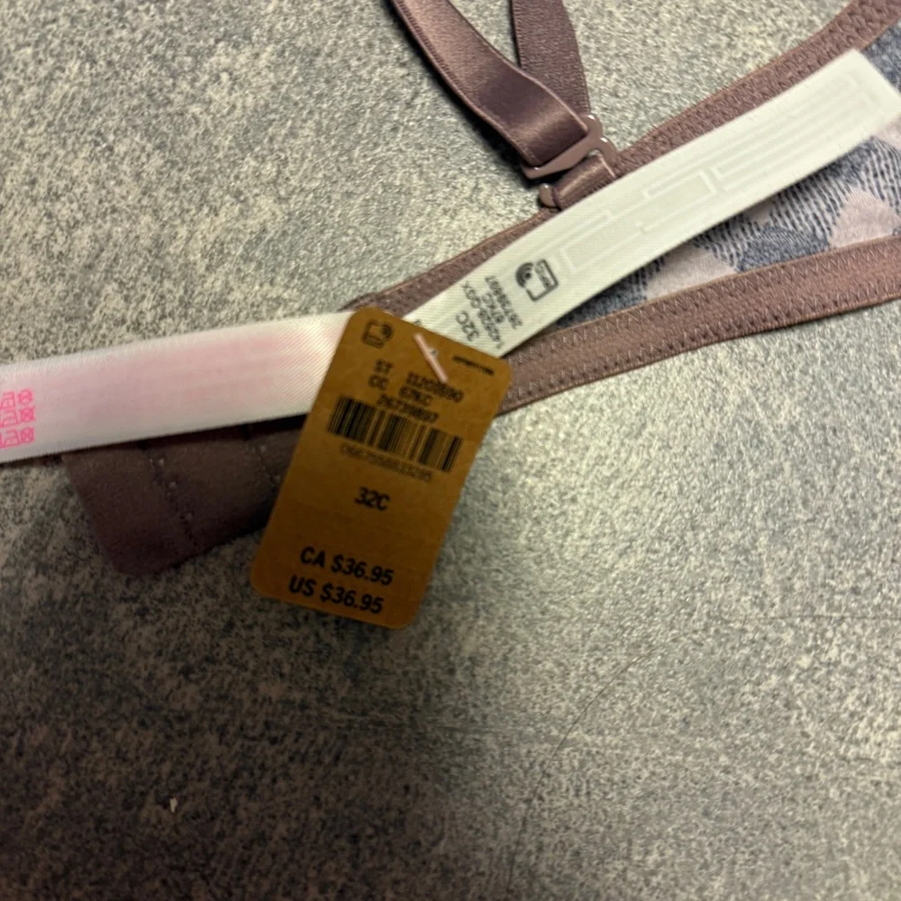 PINK Victoria’s Secret Wear Everywhere Push Up Bra Mocha Brown Black Plaid 32C - Picture 7 of 8